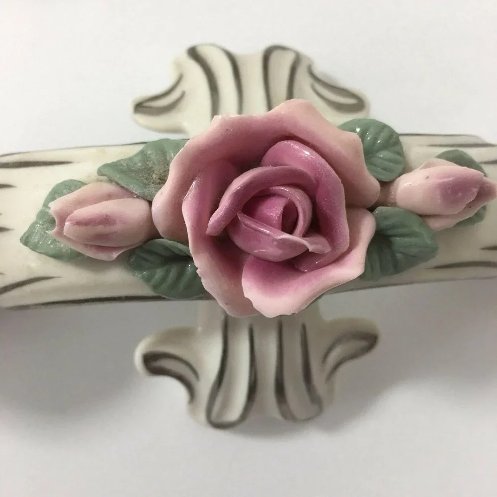 Set‎ of 2 DRESDEN Candle Holders Double Arm Pink